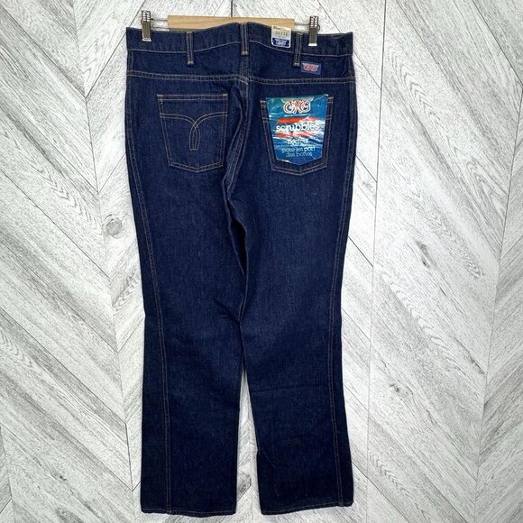 Vintage 80s GWG Jeans Mens 36x32 Scrubbies Bootcut Dark Wash Denim Deadstock NWT - Picture 2 of 9